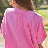 TUNISIA short sleeve caftan in lightweight gauze - peony