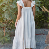 TUSCANY reversible garden dress in gauze - white