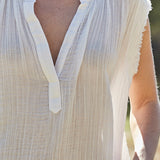 FEZ sleeveless caftan in lightweight gauze - white