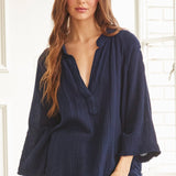 MARRAKESH dashiki in lightweight gauze - pacific