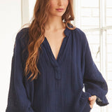MARRAKESH dashiki in lightweight gauze - pacific