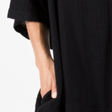TANGIER long sleeve caftan in double gauze - black