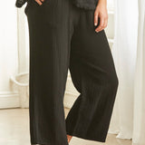 THE PINES beach pant in double gauze - black